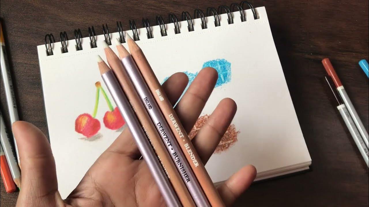 Derwent burnisher and blender unboxing review and draw cherries and