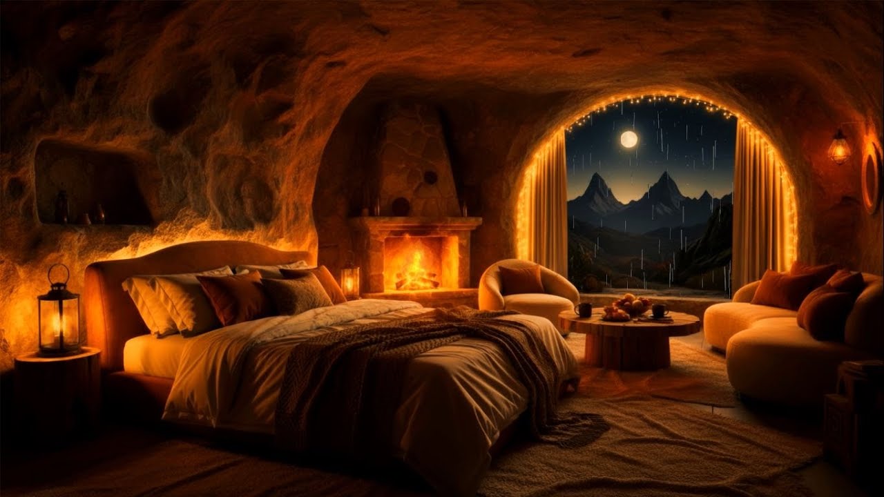 10 Hours of Cozy Rain & Fireplace Sounds 🌧️🔥 | Deep Sleep, Study, Reading, Relaxation