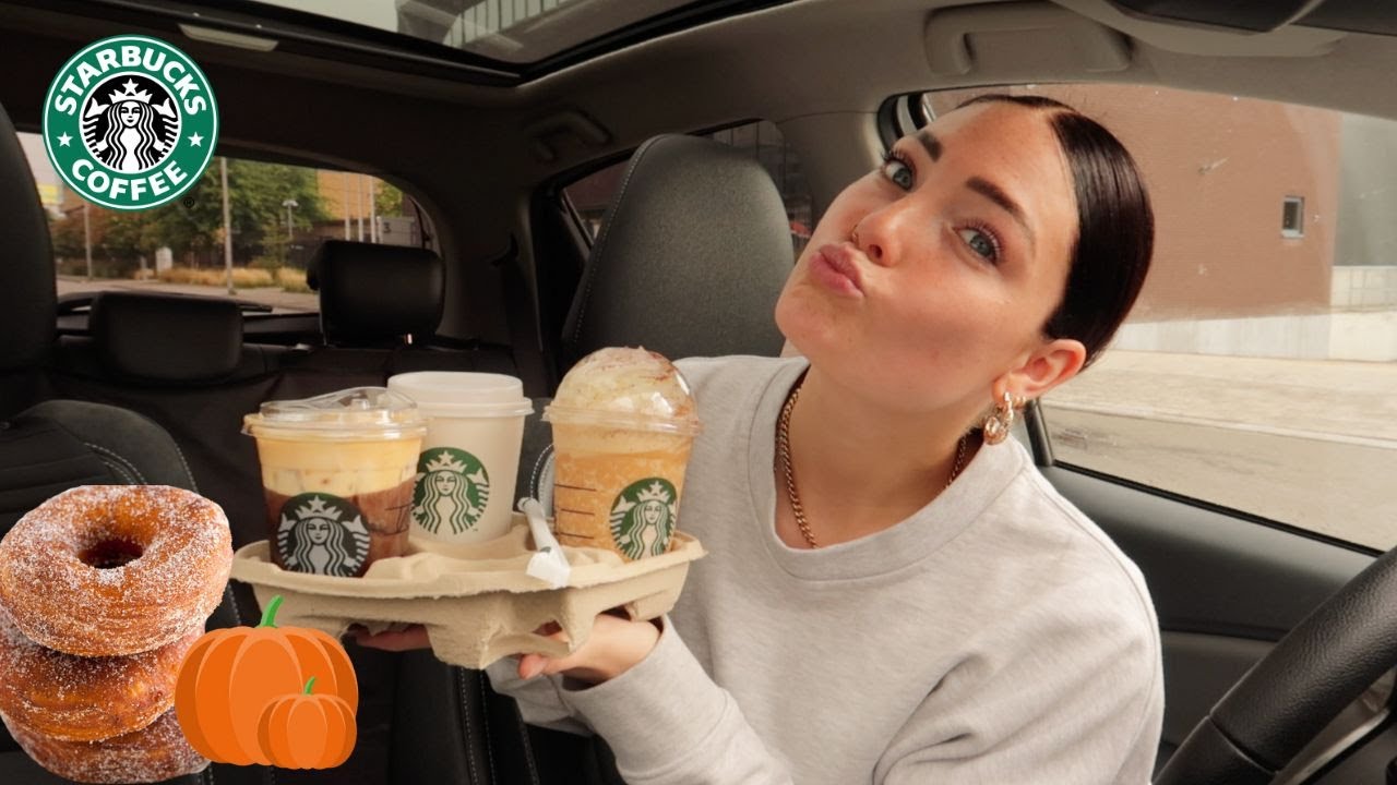 TRYING Starbucks NEW 2022 FALL Drinks! voor het eerst pumpkin spice ?! new fave drink☕️☕️ Noa Quist