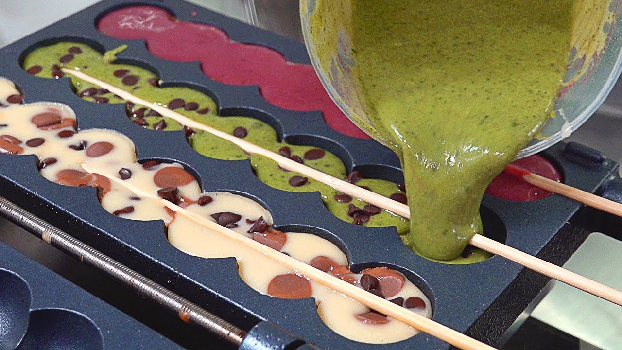 와플꼬치 6 Flavors Waffle Skewers Korean Street Food YouTube