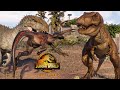 JURASSIC WORLD EVOLUTION 2 🌍 Indominus REX vs Tyrannosaurus REX, Spino, Indoraptor DINOSAURS FIGHT!