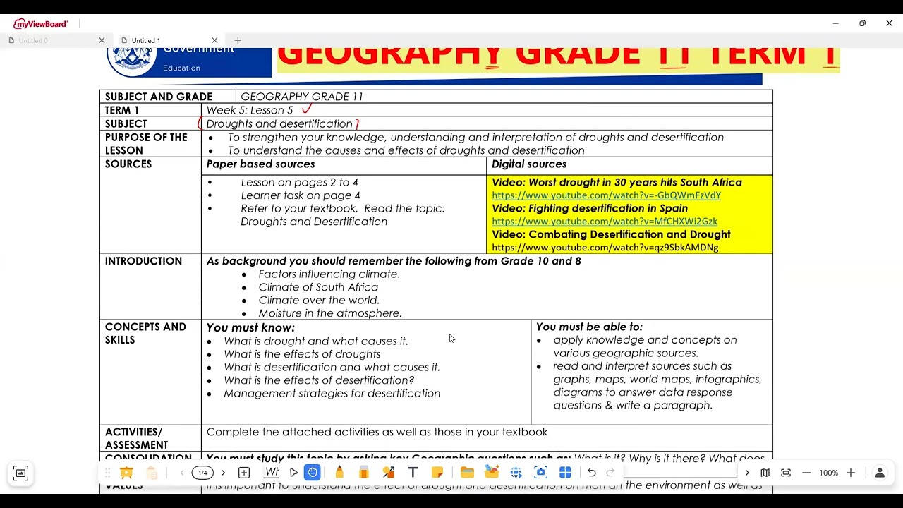 Geography Grade 11 Droughts and Desertification Term 1 March Exam Preparations