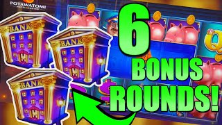 MASSIVE 6 BONUS ROUNDS ON PIGGY BANKIN SLOT MACHINE!! screenshot 1