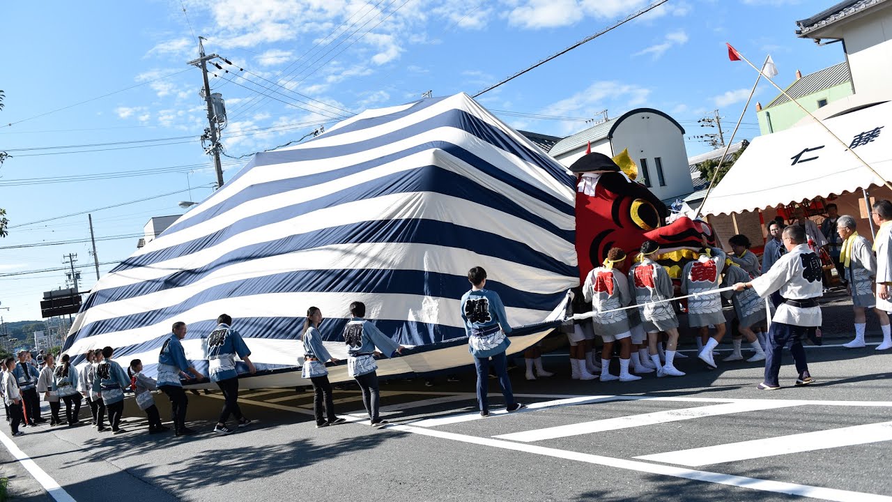 仁藤の大獅子が始まった！100人規模の舞い 静岡県掛川大祭2024 - YouTube