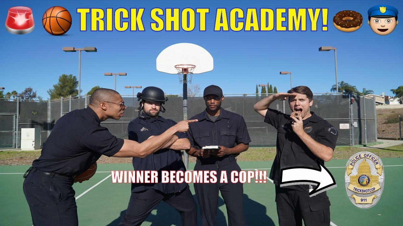 TRICK SHOT ACADEMY! WINNER GETS A BADGE! TRICK SHOT COP YouTube