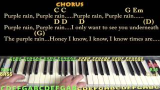 Video thumbnail of "Purple Rain (Prince) Piano Cover Lesson in G with Chords/Lyrics"