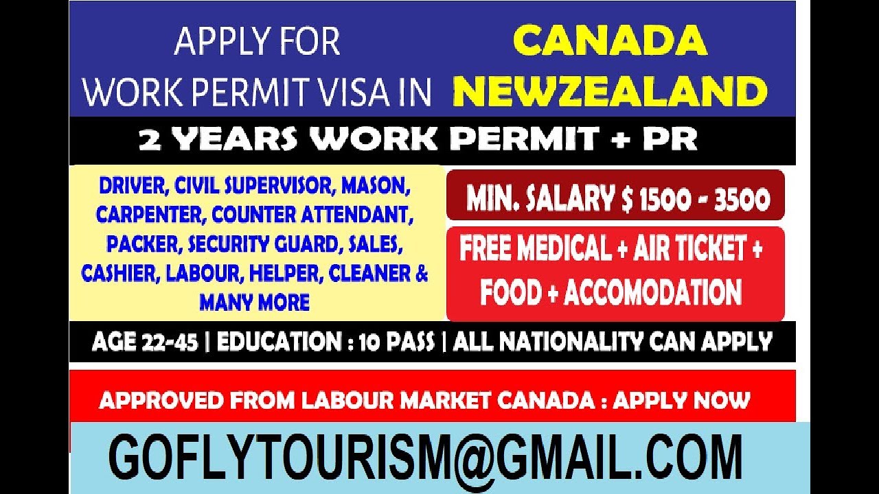 Labour Work permit 10/12 pass Canada Available