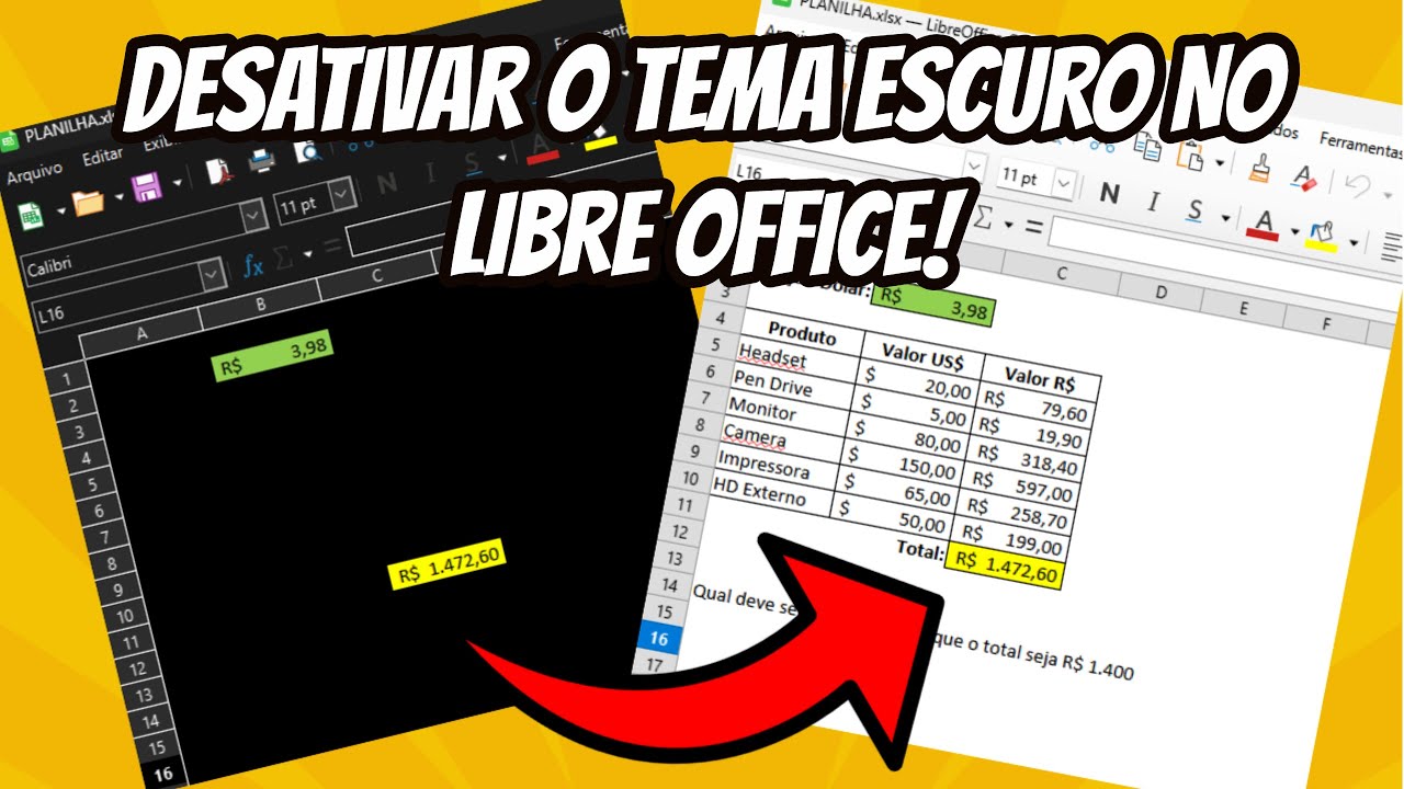 como ATIVAR ou DESATIVAR modo escuro (dark mode) no LIBRE OFFICE - YouTube