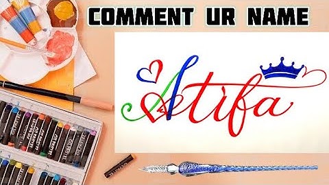 Atifa Name Signature Calligraphy Status | How to Draw, Cursive Calligraphy with Cut Marker