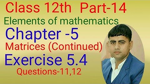 Class -12th , EX. -5.4, Q11,12 Chapter-5(Matrices Continued) Elements of Mathematics Part -14