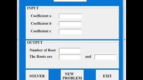 quadratic Equation solver (Quadratic Equation Calculator) using VBA (Part 1)