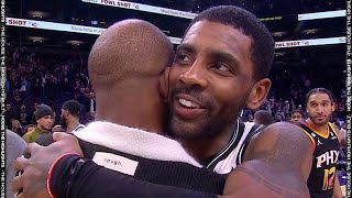 Kyrie Irving \& Chris Paul share a moment after the game🤝
