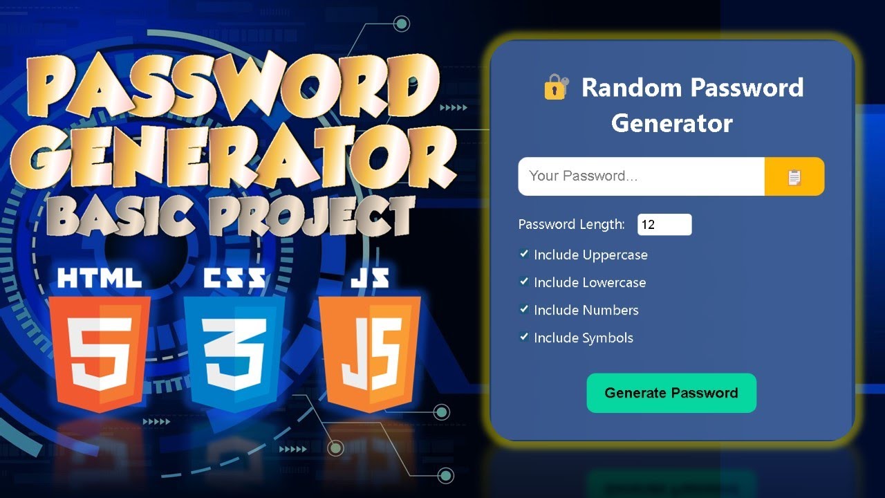 random password generator using html, css and... π Random Password Generator using HTML CSS & JavaScript | Secure, Copy ...
