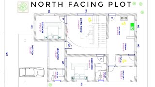 North facing plan as per vastu (26 × 34) 884 sqft