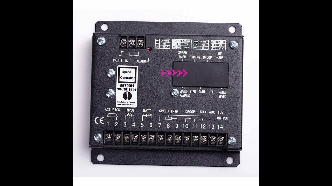 Контроллер скорости генератора Cummins S6700H, полная схема электропроводки с пояснениями