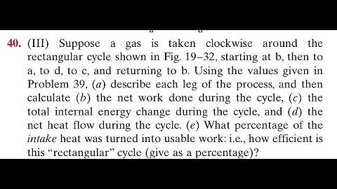 Suppose a gas is taken clockwise around the rectangular cycle shown in Fig. starting at b, then to a