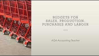 BUDGETS: Sales, Production, Purchases and Labour