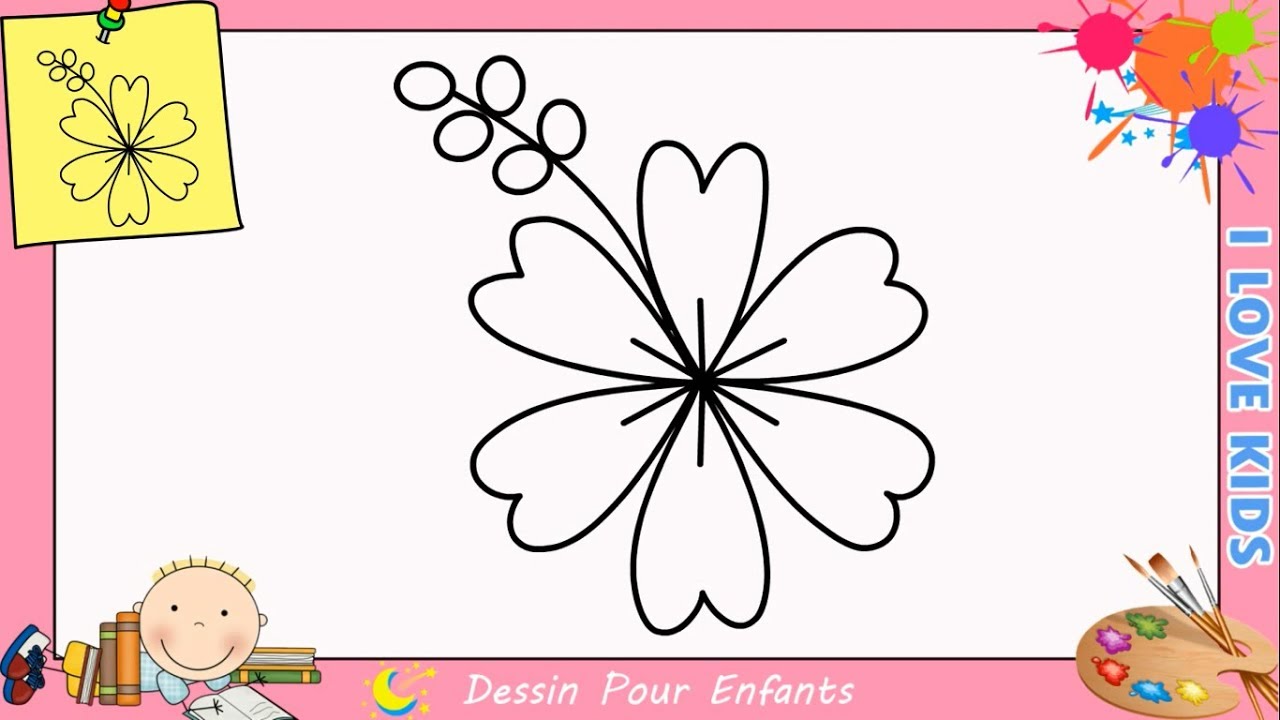 Comment dessiner une fleur FACILEMENT etape par etape pour ENFANTS 11