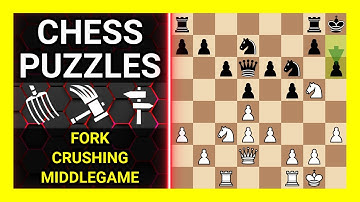 Chess Puzzles to Practice. Themes: Fork, Crushing, Middlegame. Learn Chess