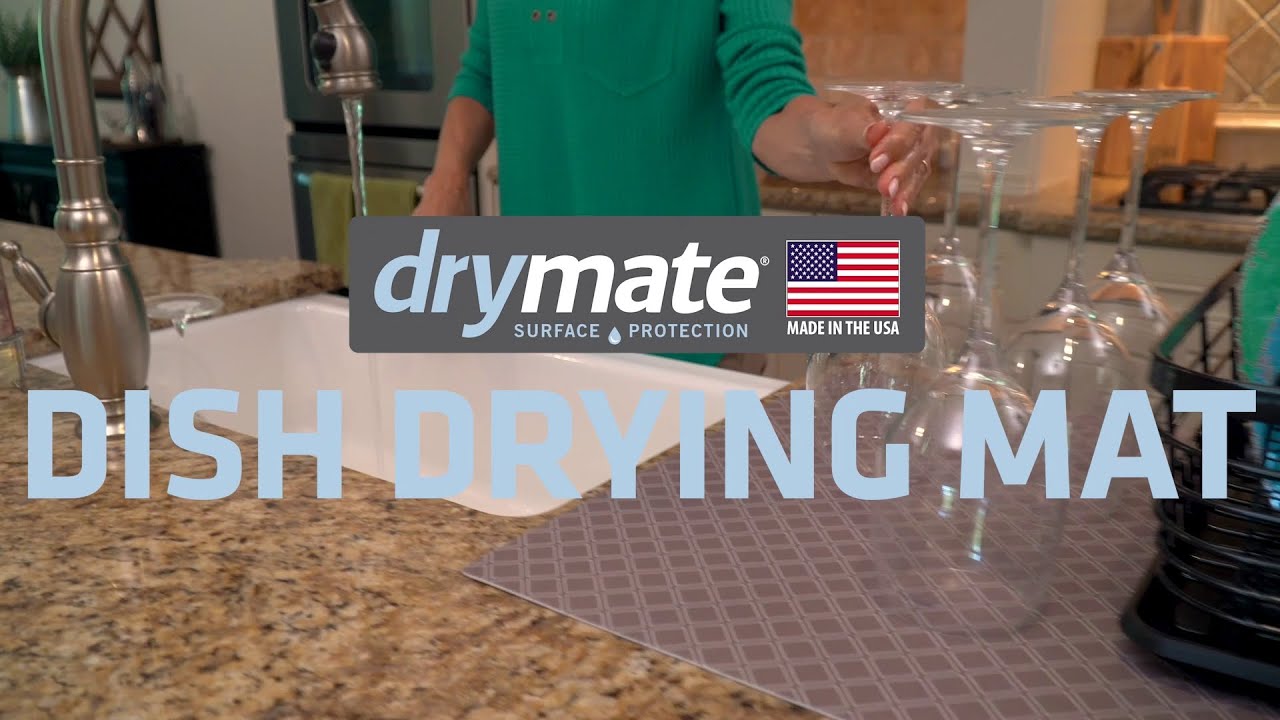 Drymate Dish Drying Mat Premium XL (19 Inches x 24 inches) Kitchen Dish Drying Pad - Absorbent/Waterproof - Machine Washable (Made in The Usa) (White)
