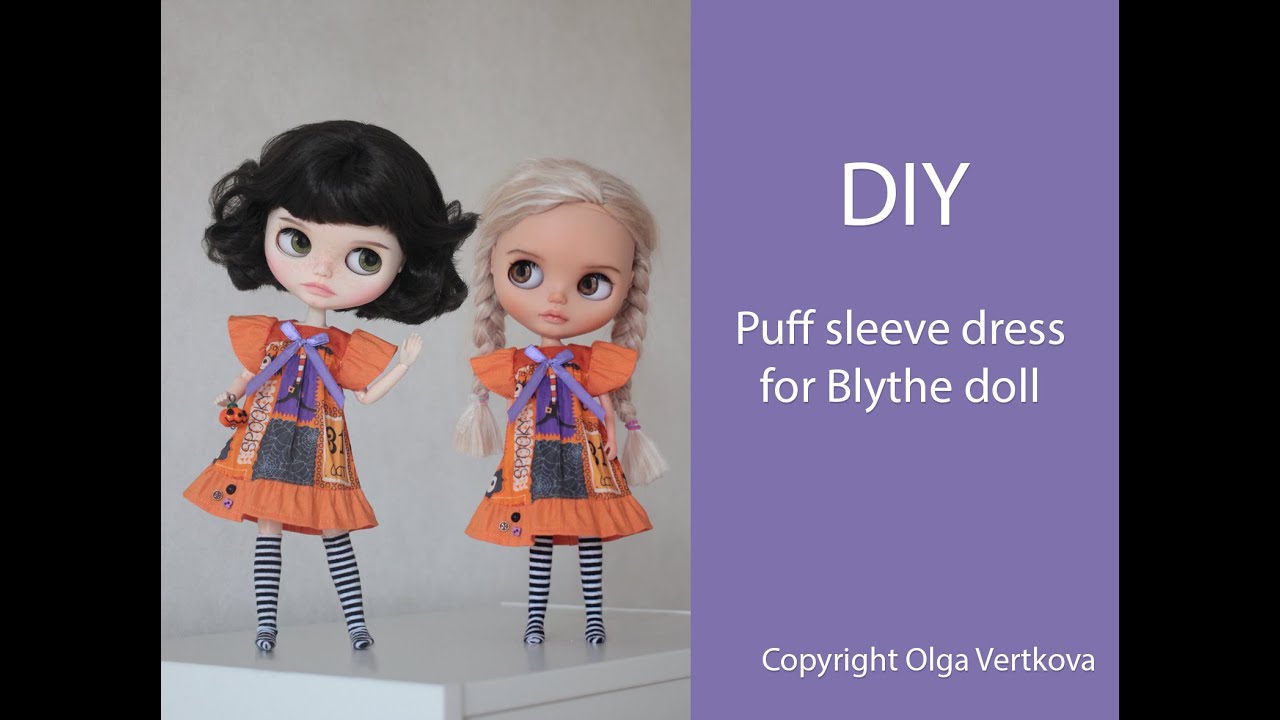 DIY Puff sleeve dress for Blythe doll. Платье с пышными рукавами для Блайз