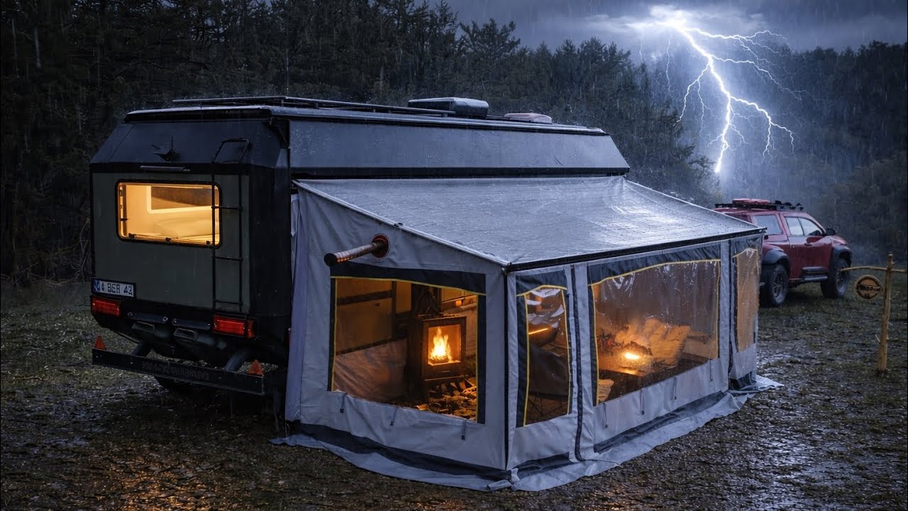 ⁣⚡️GÖKGÜRÜLTÜLÜ SAĞANAKTA OFFROAD KARAVAN KAMPI