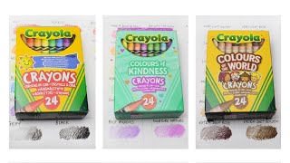 🖍️CRAYOLA CRAYONS 72 swatches! | Colors of Kindness, Colors of the World, Standard Pack (no talking)