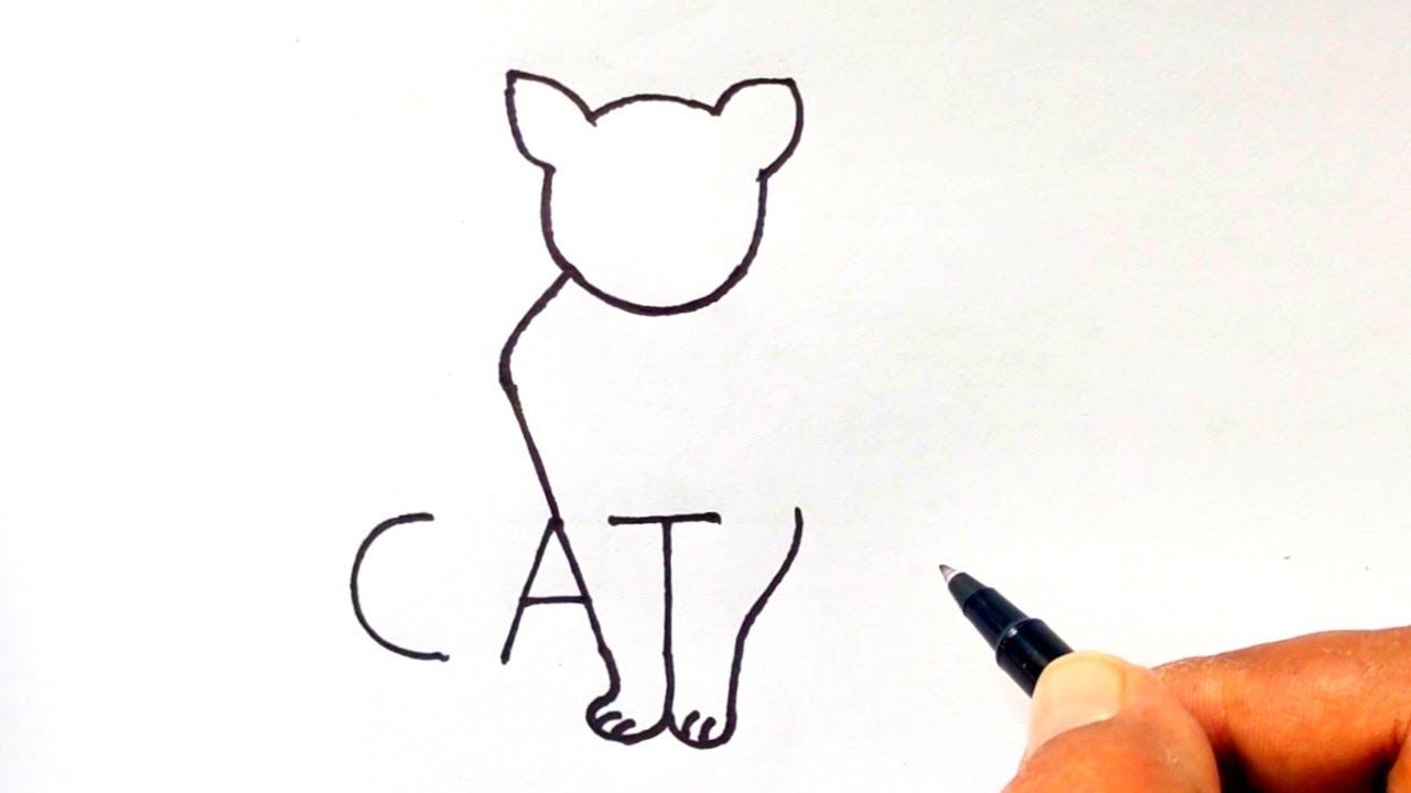 How to Turn Words Cat into a Cartoon - Drawing on Whiteboard Step