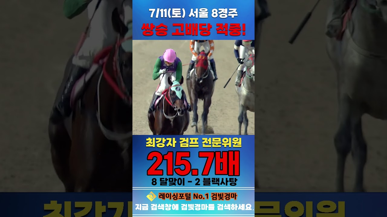 [서울 경마] 7월 11일 토요 8경주 김무근 검프 전문위원 쌍승 고배당 적중 #경마 #horse #한국마사회 #automobile #하이라이트 #riding #뉴스 #게임