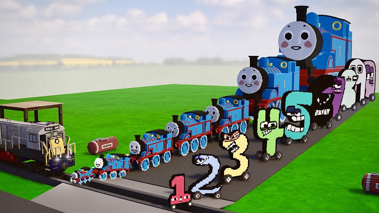 Big & Small Number Lore Cars and Thomas the Tank Engine vs Train and