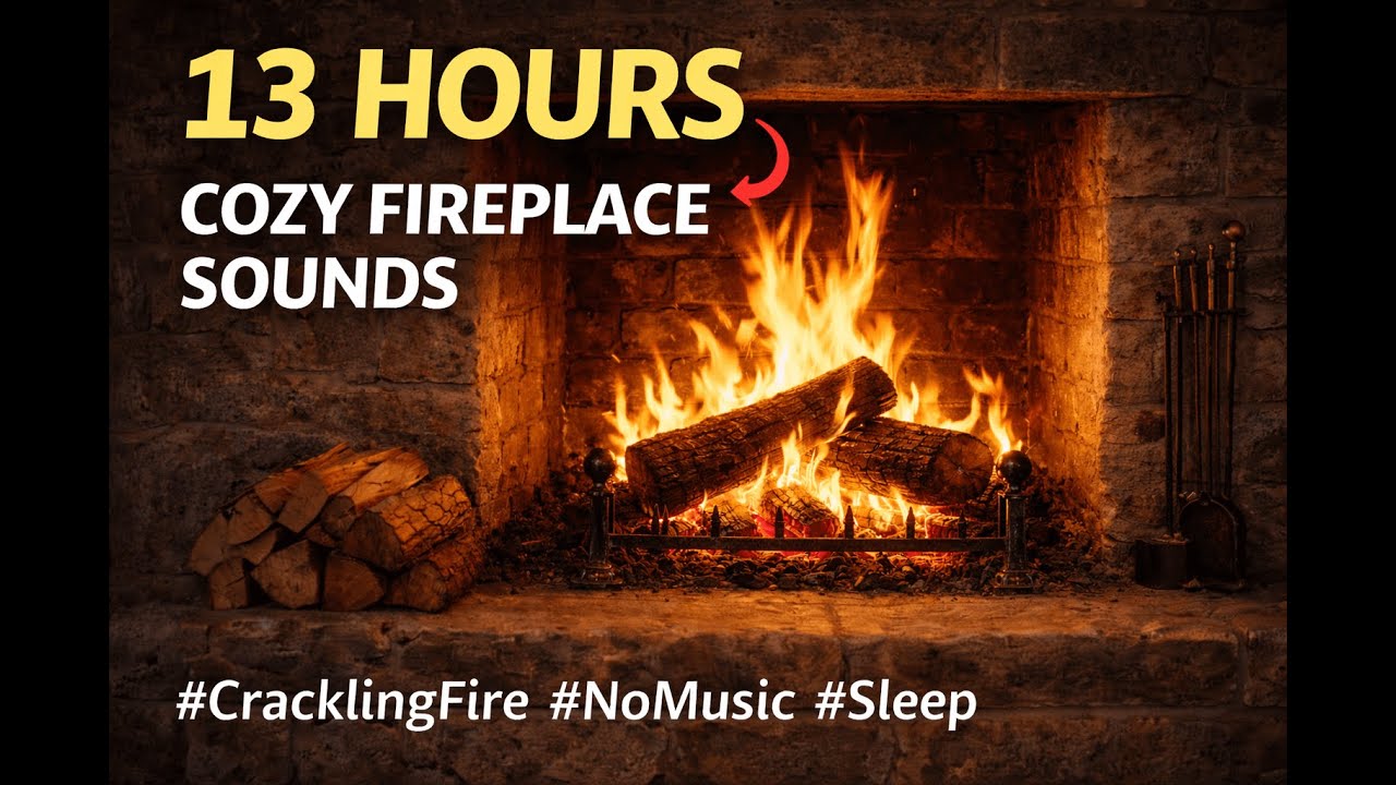 13 Hours of Cozy Fireplace Sounds 🔥 Real Crackling Fire | No Music, Sleep & Relax