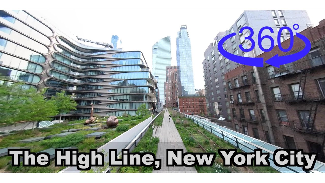 Walking tour of The High Line in Manhattan, NYC【4K, 360 VR video】