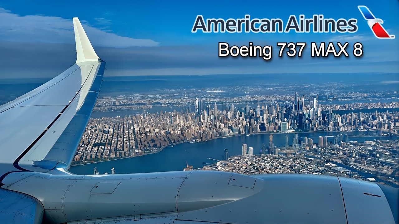 STUNNING American Airlines Boeing 737-8 Max Landing into New York Laguardia (LGA) 