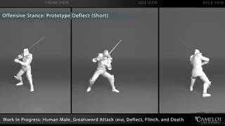 Camelot Unchained: Work in Progress - Human Male Greatsword Attack, Flinches, Deflects, and Death