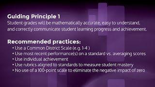 Celebrity Secondary T&L: Standards Based Grading – Guiding Principle #1 Profile