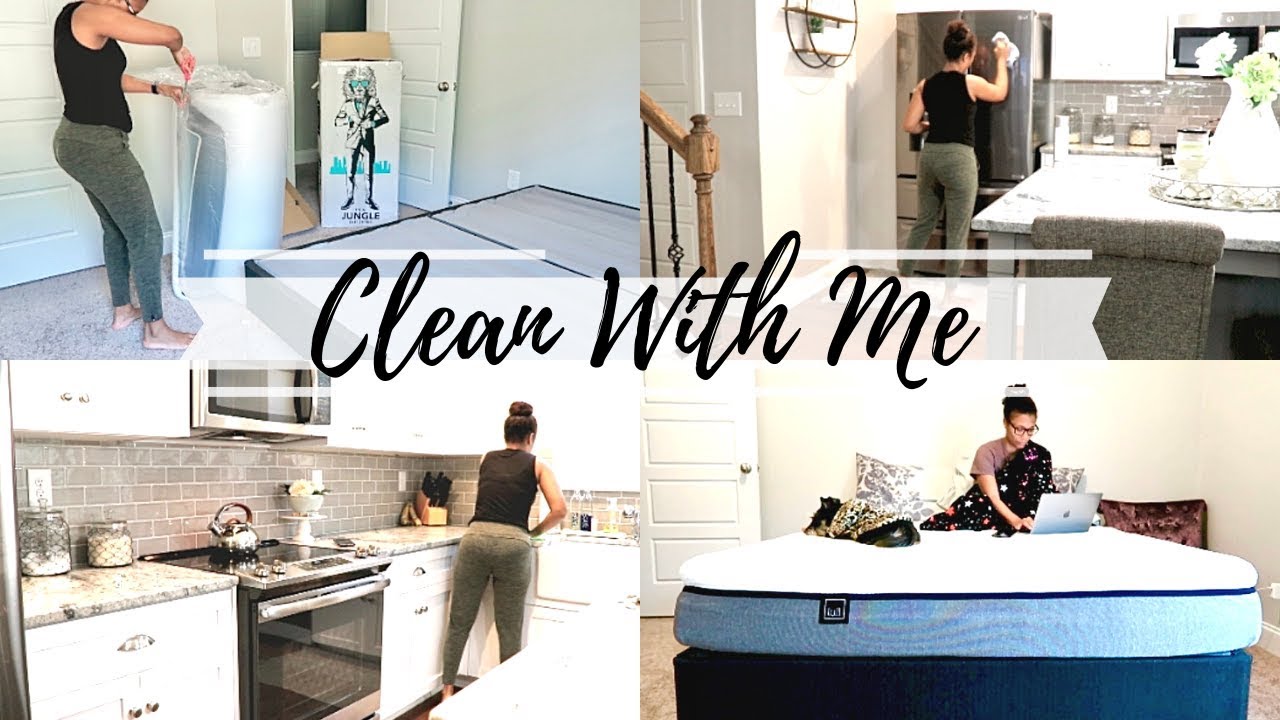 CLEAN WITH ME KITCHEN SPEED CLEAN & NEW LULL MATTRESS UNBOXING HOME