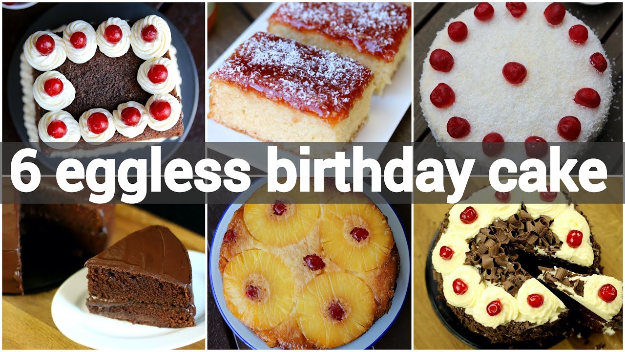 6 eggless birthday cake recipes | homemade celebration cakes | eggless cake recipes | Hebbar | Hebbars Kitchen