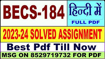 BECS 184 solved assignment 2023-24 || becs 184 solved assignment 2024 || Ignou becs 184 in Hindi