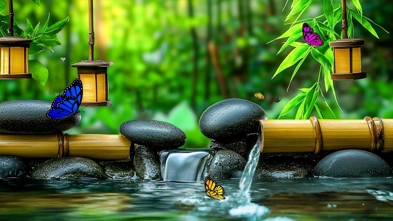 Relaxing Music with Sounds of Nature Bamboo Fountain, Focus Study, Healing the Soul, Spa, Meditation