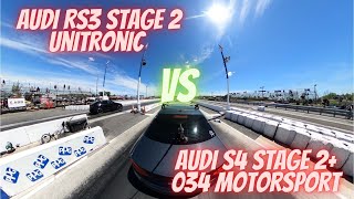 Drag Race Audi RS3 Stage 2 Unitronic VS Audi S4 Stage 2+ 034 Motorsport Part 2 Unitronic Vs Custom Code Audi Rs3 Stage 2 E85 Ecu Tcu Comparison