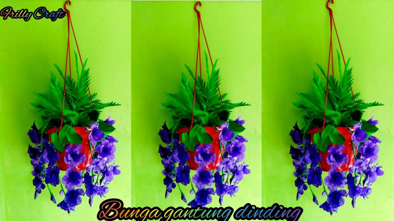 Cara membuat bunga Gantung dari plastik kresek || How to make hanging flowers from crackle plastic