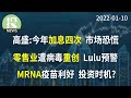 【2022-01-10】高盛：今年加息四次，市场恐慌！零售业遭病毒重创, Lululemon预警。Moderna疫苗利好，投资机会来临？