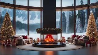 Relaxing Christmas Music ❄️ | Mountain Christmas Vibes in a Glass-Walled Room