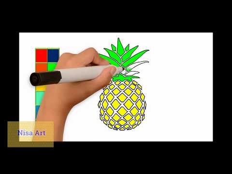 how-to-draw-a-pineapple-for-kids|-pineapple-easy-draw-coloring-page-video-for-kids-#nisa-art