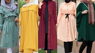 Latest Tops/Muslim Modest Tops/Modest Wears/Trendy Top Collection/Long& Short Tops/Top Design/Dress Resimi