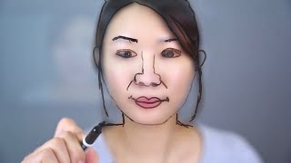 [ASMR] Drawing Myself on a Glass Screen | Visual ASMR, Glass Tapping, Whispering