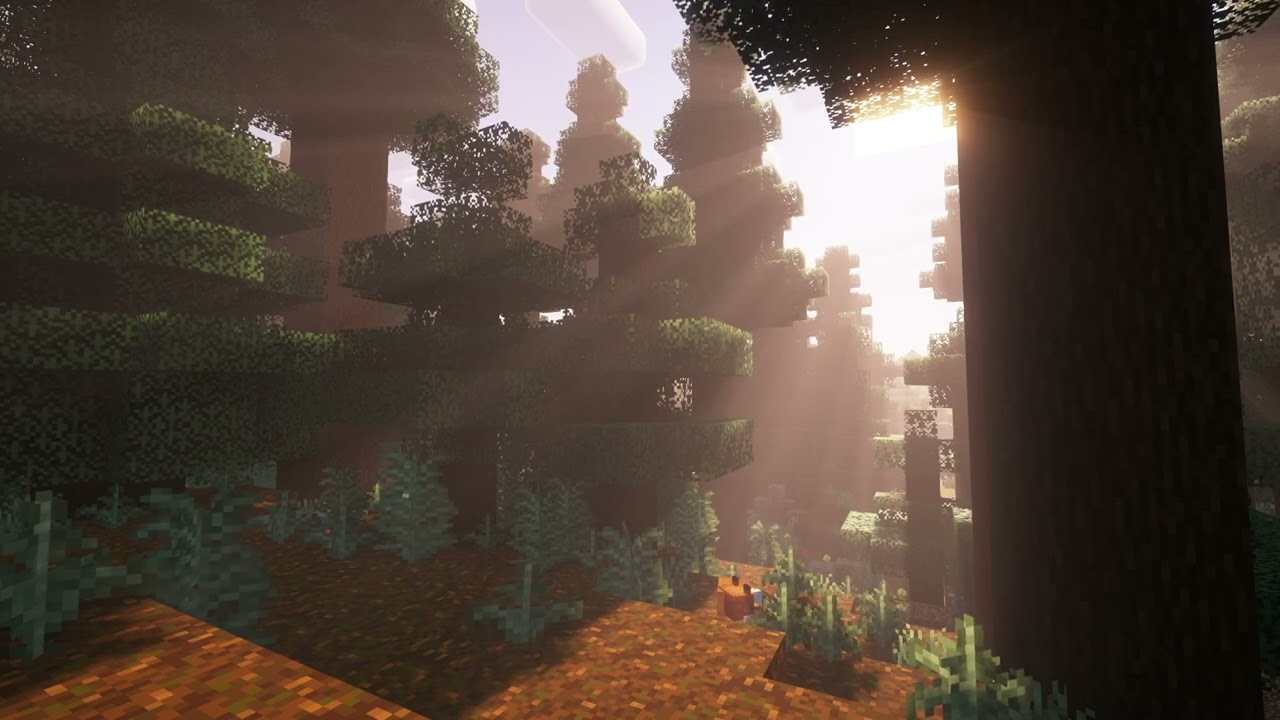 8 Hours of Relaxing Minecraft Taiga Forest | Soothing Ambience, Sunset, Birds & Wind Sounds