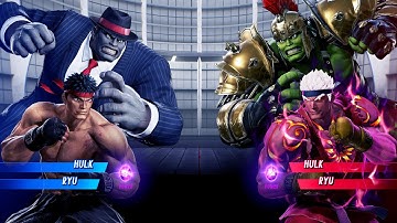 Hulk & Ryu vs Gladiator Hulk & Evil Ryu (Very Hard) - Marvel vs Capcom | 4K UHD Gameplay