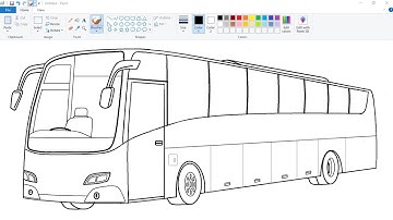 How to draw Bus in 3D | Drawing 3D Bus on computer using Ms Paint | Bus drawing Tutorial.