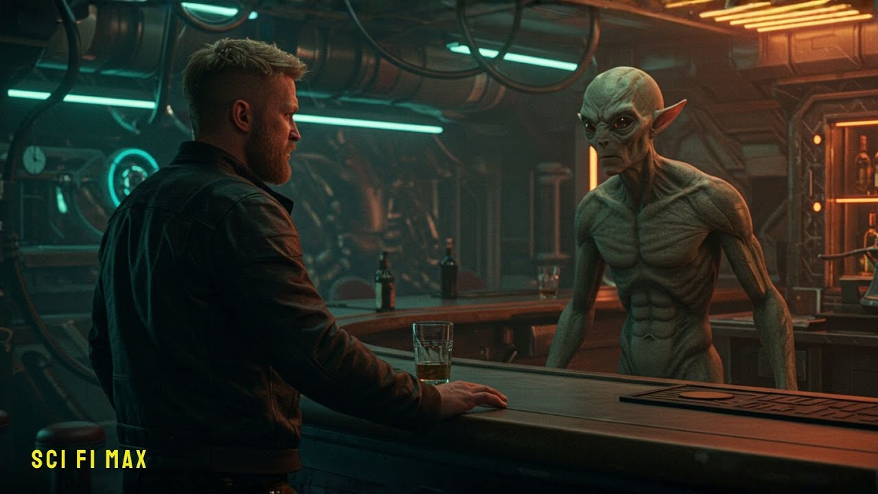 Der Predator betritt die galaktische Bar auf bedrohliche Weise–der Mensch sagt:Autsch Halt mein Bier